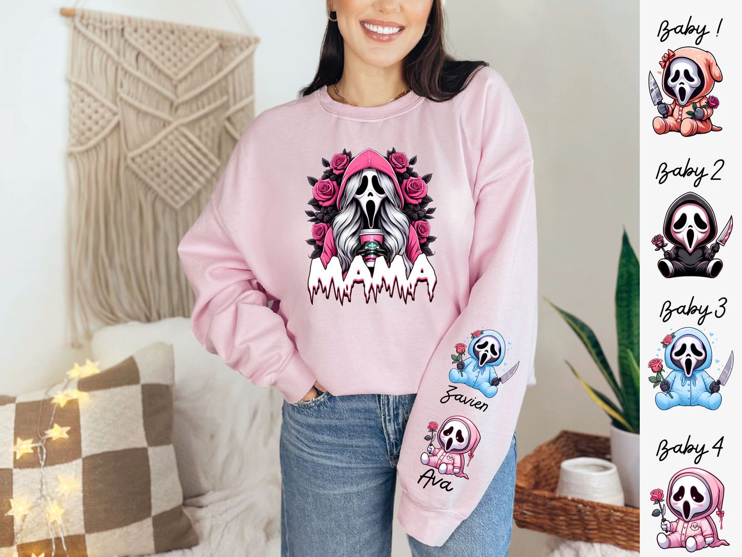 Custom Ghost Face Mama Sweatshirt