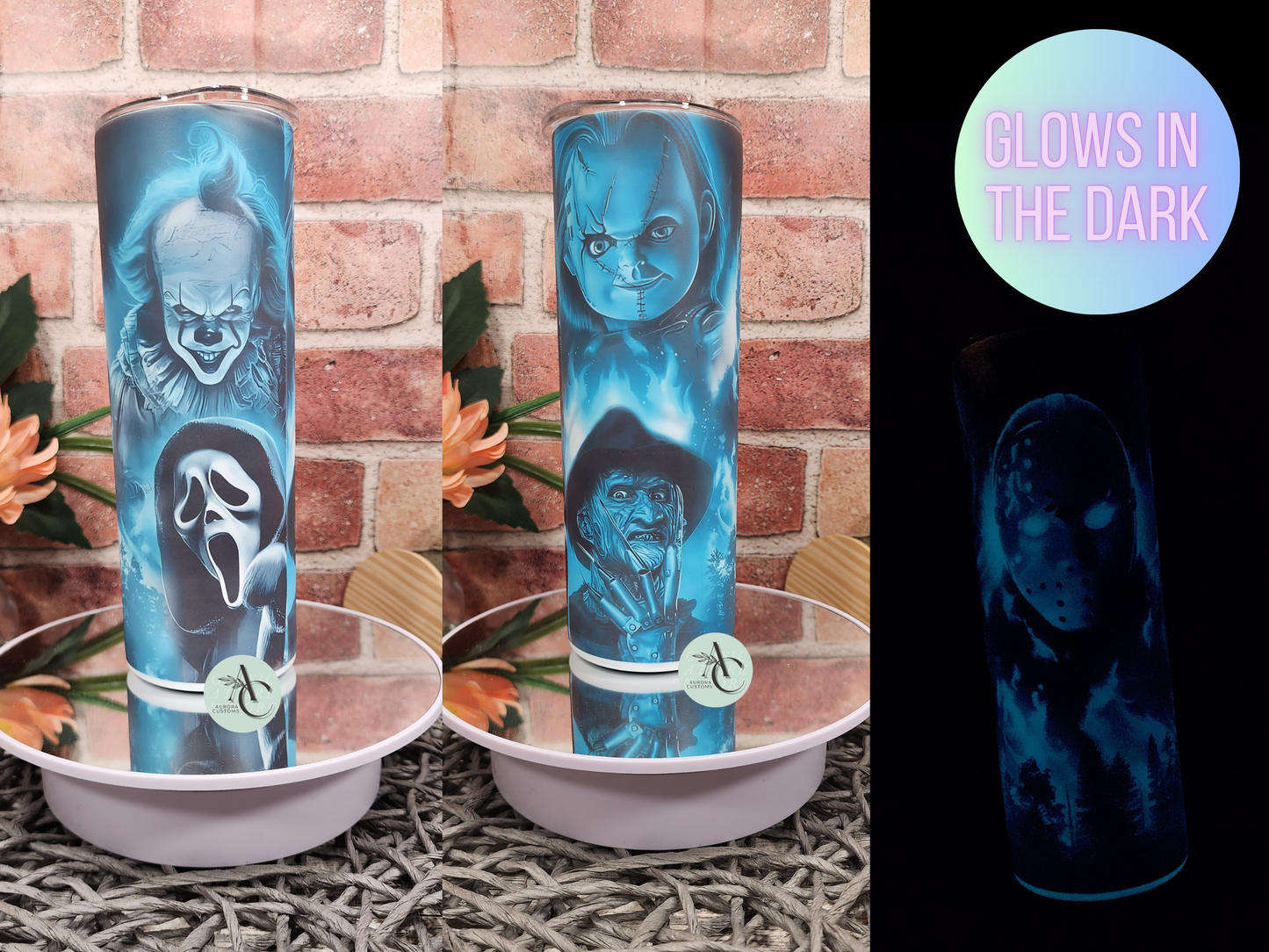 Horror Faces Glow In The Dark Tumbler