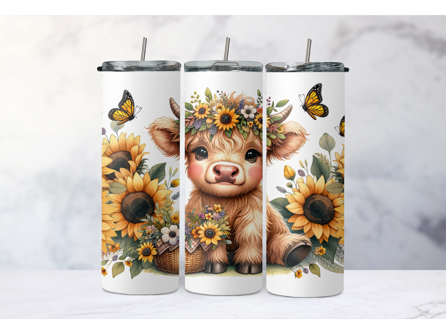 Sun Flower Cow Tumbler