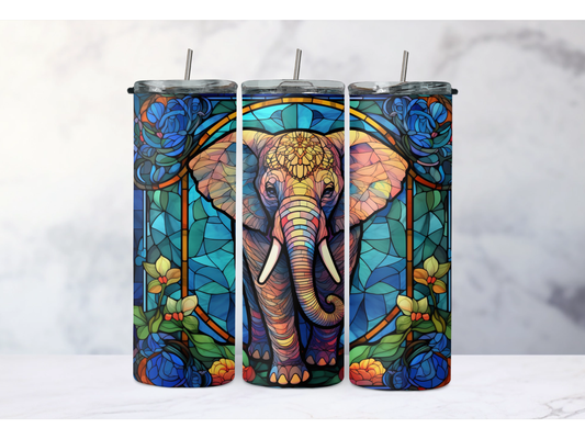 Elephant Stain Glass Tumbler