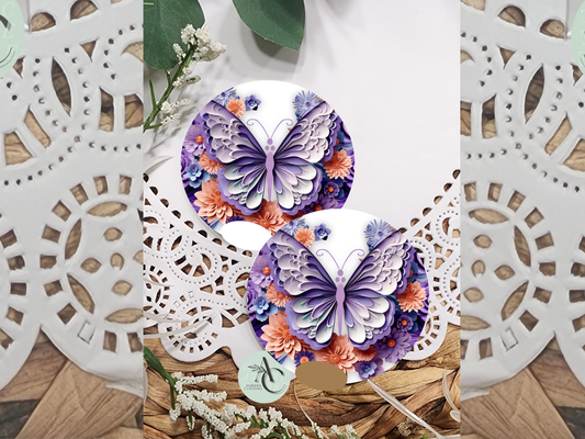 Purple Butterfly Car Coasters