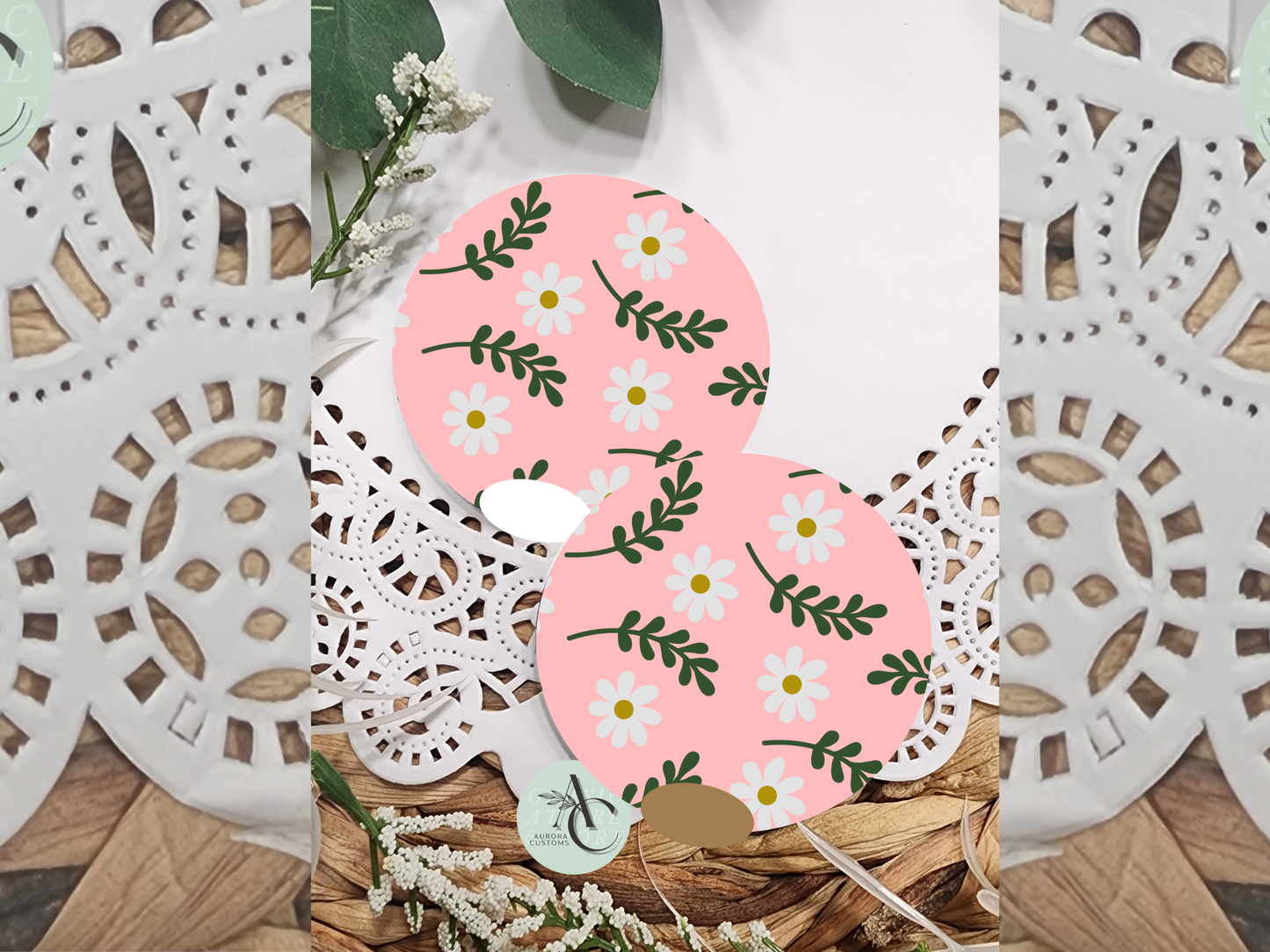 Pink Daisy Car Coasters