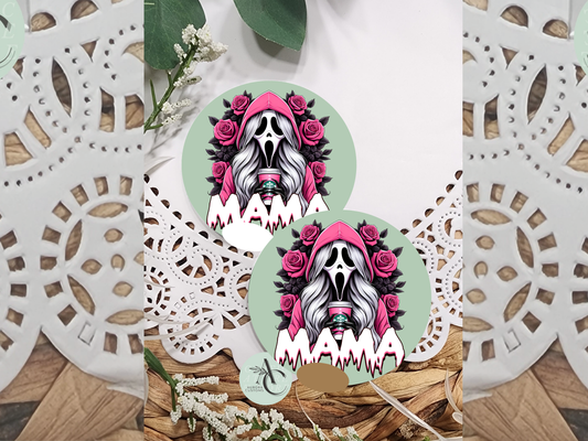 Ghost Face Mama Car Coasters