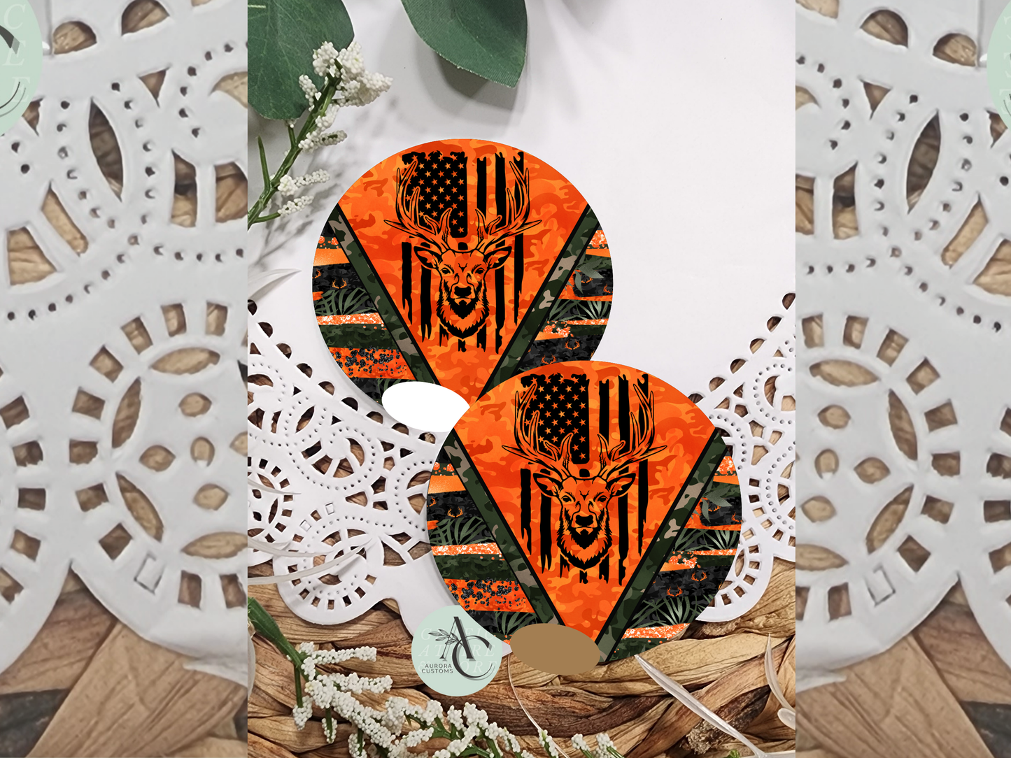 Orange Hunt Car Coasters