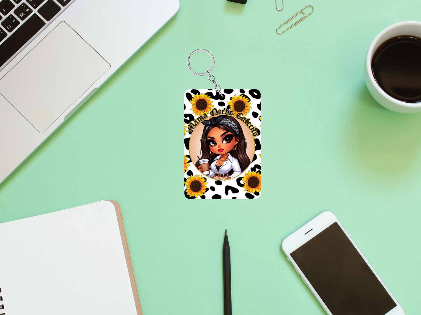 Mama Needs Cafecito Keychain