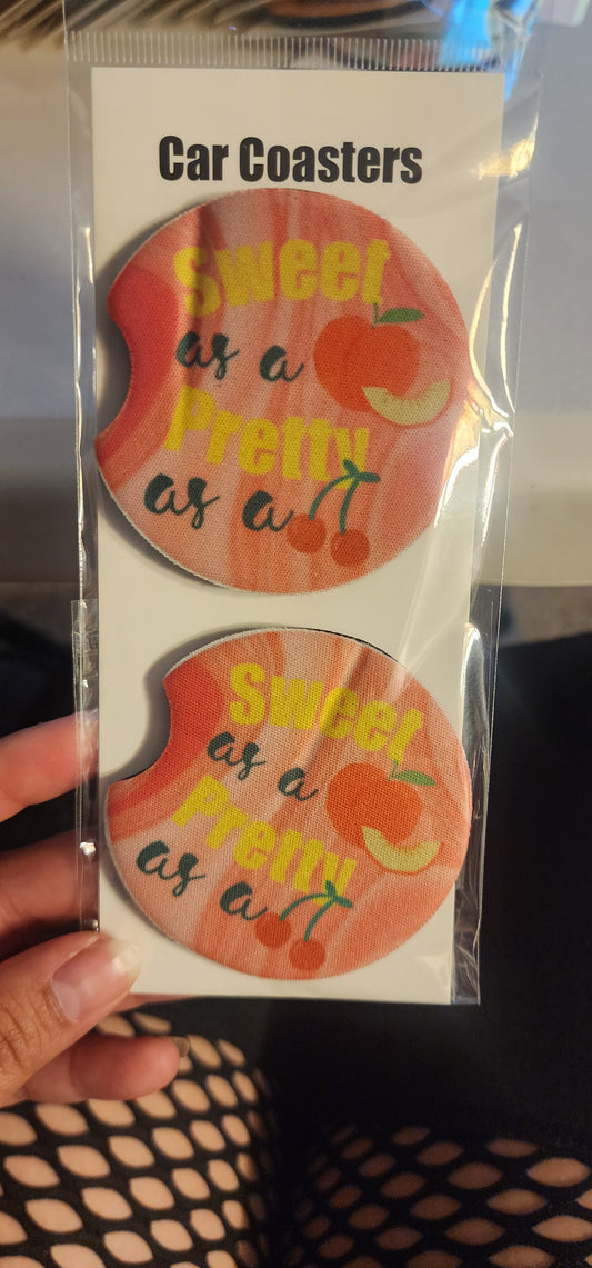 Sweet as a peach car coasters