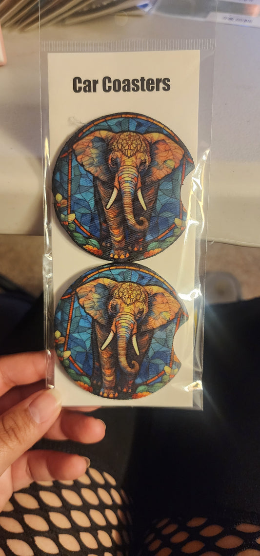 Glass Elephant Car Coasters